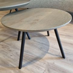 Salontafel eikenhout 60cm rond poot zwart