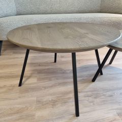 Salontafel eikenhout 80cm rond poot zwart