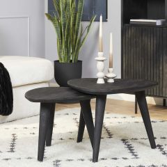 Salontafel Omaha set mangohout zwart driehoek