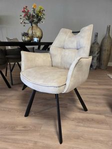 Armstoel Overijssel veloursstof beige