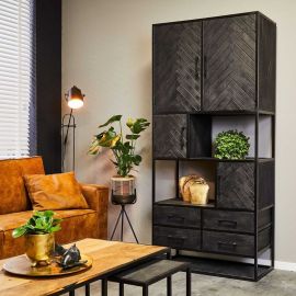 Vakkenkast New York mango black 90cm