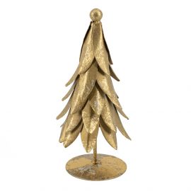 Mini kerstboom metaal goud 14cm