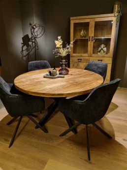 Ronde mango hout eettafel Enschede 130cm