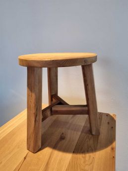 Krukje 40cm rond rustiek teak naturel