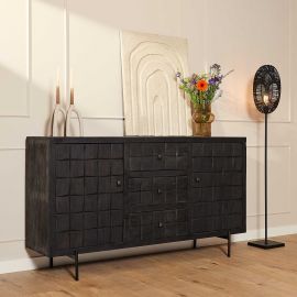 Dressoir Brandy mangohout zwart 160cm
