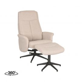 Relaxfauteuil Mountain met hocker Boucle Beige