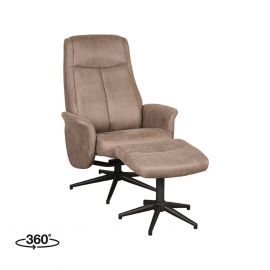 Relaxfauteuil Mountain met hocker Taupe Microstof