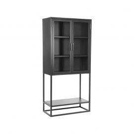 Vitrinekast Level zwart metaal 70x35x150 cm