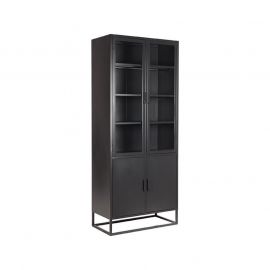 Vitrinekast Level zwart metaal 80x40x190 cm