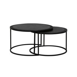 Salontafel set 2x rond TALCA lood antiek edge