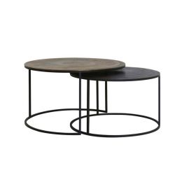 Salontafel set 2x rond TALCA antiek koper+brons