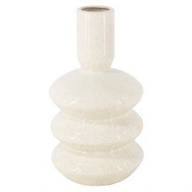 Aardewerk vaas disk beige 36cm