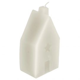 Kaars huis wit 11,5 cm