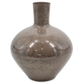Metalen vaas brown marble 42cm hoog