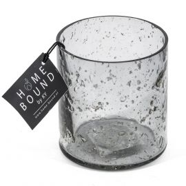 Windlicht bubbelglas antraciet 25cm