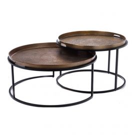 Salontafel Julie metaal koper bruin set 2 stuks