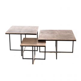 Salontafel Joelle metaal koper bruin set 3 stuks