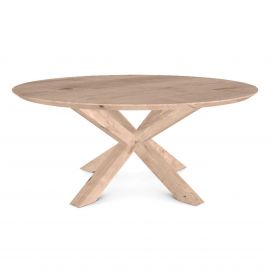 Eetkamertafel eikenhout 130cm rond 4cm facetblad