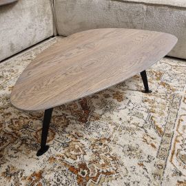 Salontafel eikenhout kiezel 100cm poot zwart