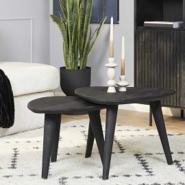 Salontafel Omaha set mangohout zwart driehoek