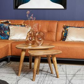 Salontafel Omaha set mangohout naturel driehoek