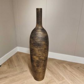 Keramiek Fles Oldenzaal D20H60CM goud - bruin