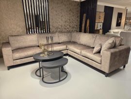 Emmen hoekbank losse kussens velours taupe