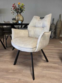 Armstoel Overijssel veloursstof beige