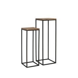 Zuil YARULA hout met zwart staal set van 2