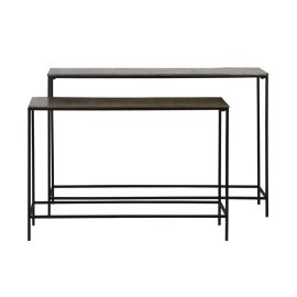 Sidetable HARTSVILLE donkerbruin brons set van 2