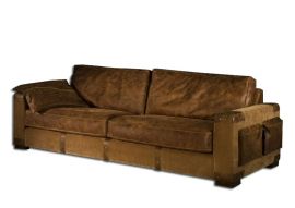 Hunter 3-zitsbank Africaleder Tabac / canvas