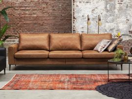 Zwolle 4-zitsbank 283cm Microleder Cognac