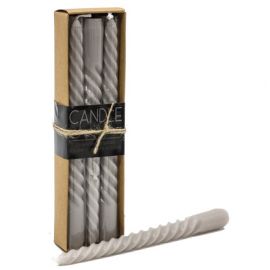 Doos met 6 spiraalkaarsen grijs 20cm