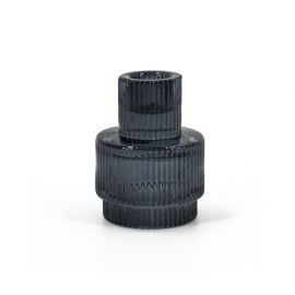 Glazen kaarsenstandaard antraciet 8cm