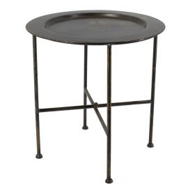 Bijzettafel rond metaal bruin 48cm