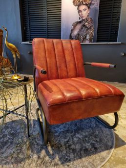 Bijzetstoel Buzz leder dark cognac
