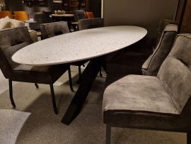 Eettafel Eclips HPL betonlook ovaal 200x100