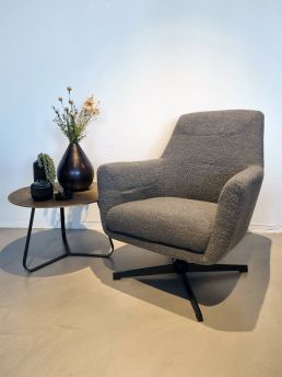 Draaifauteuil Swing boucle stof grijs