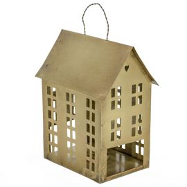 Metalen huisje goud | waxinehouder 20cm