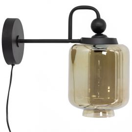 Wandlamp metaal met glas smoke