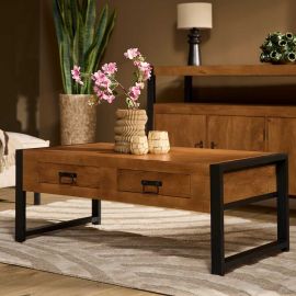 Salontafel Boaz mangohout 2 laden 120cm